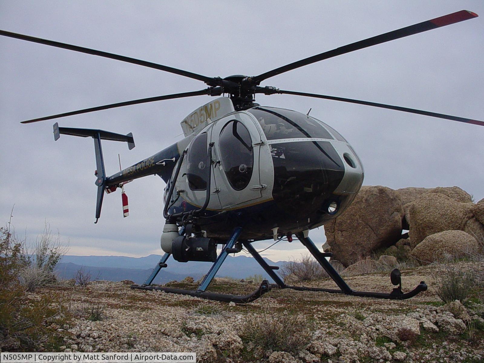 N505MP, 2001 MD Helicopters 369E C/N 0558E, ontop Thompson Peak