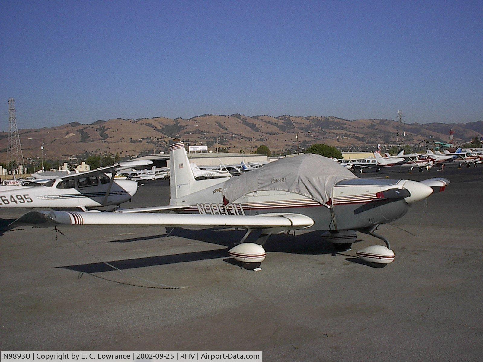 N9893U, Grumman American AA-5A Cheetah C/N AA5A0293, Parked at Reid-Hillview (RHV) after damage