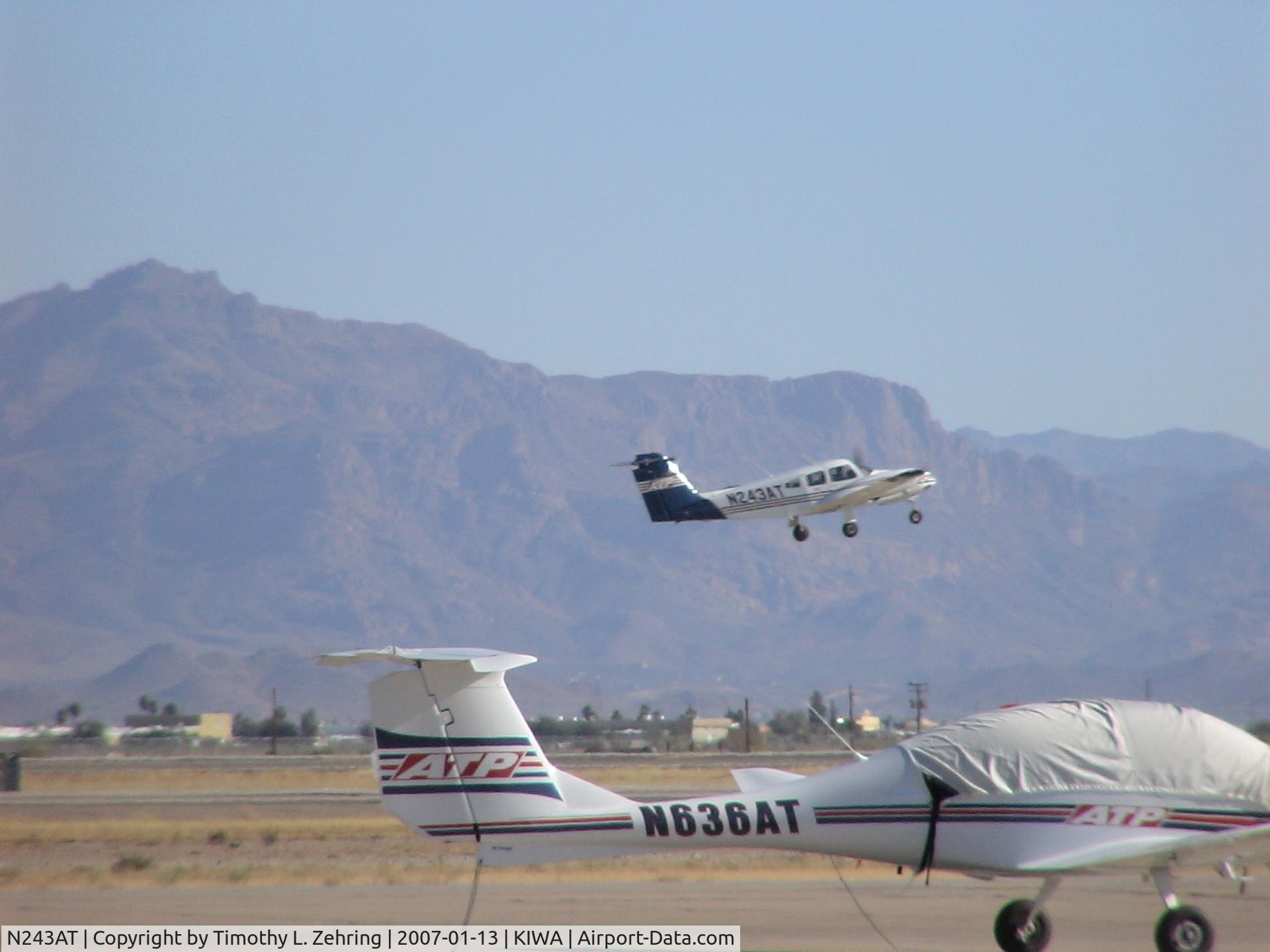 N243AT, 2000 Piper PA-44-180 Seminole C/N 4496042, Taking off from Williams Gateway - Mesa, AZ