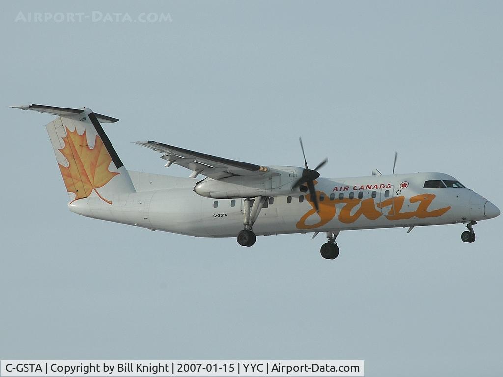 C-GSTA, 1989 De Havilland Canada DHC-8-301 Dash 8 C/N 182, Short final for 34