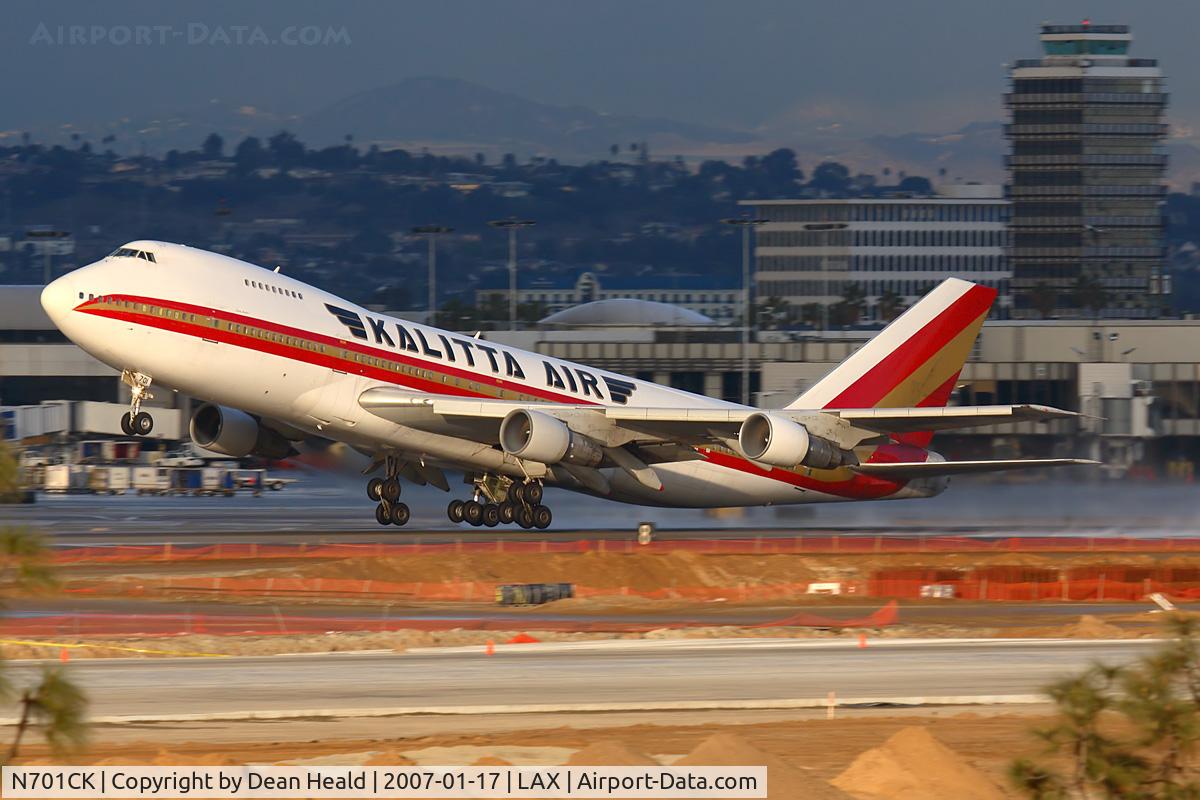 N701CK, 1979 Boeing 747-259B C/N 21730, Kalitta Air N701CK departing a wet RWY 25R enroute to Incheon Int'l (RKSI), after a brief rain.