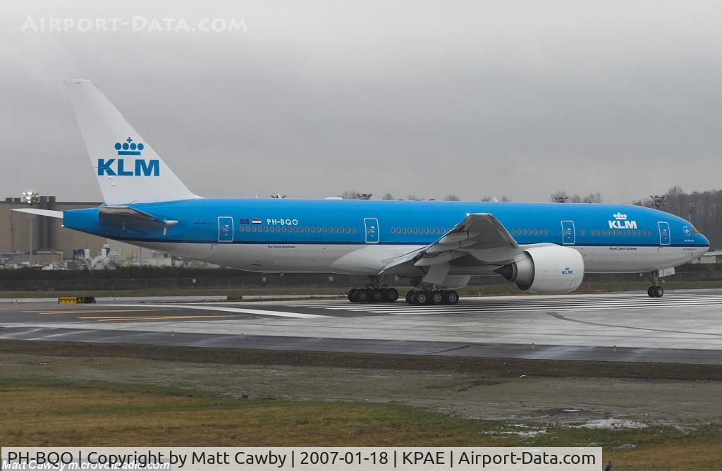 PH-BQO, 2007 Boeing 777-206/ER C/N 35295, Taxi test at Paine Field