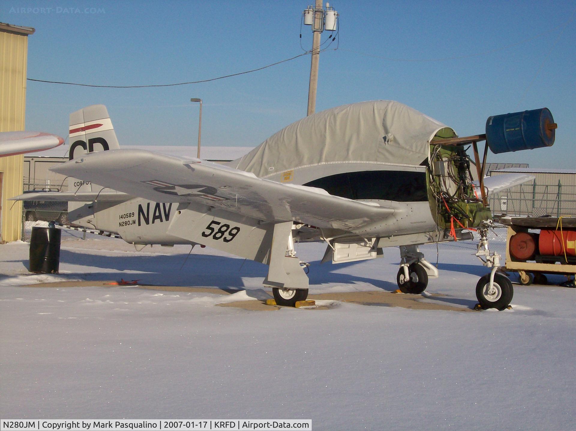 N280JM, North American T-28C Trojan Trojan C/N 226-166, North American T-28C down for engine overhaul