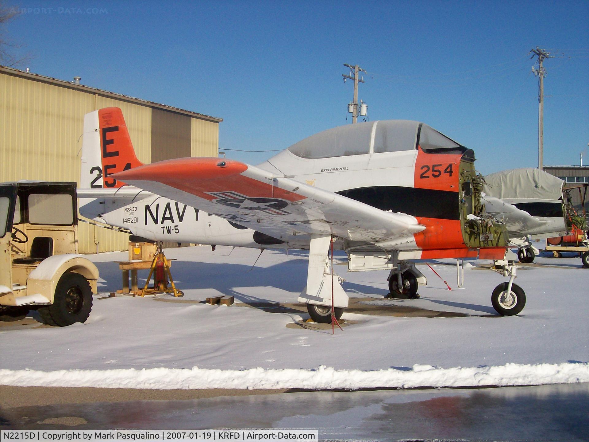 N2215D, 1957 North American T-28C Trojan C/N 252-44 (146281), North American T-28B down for engine overhaul