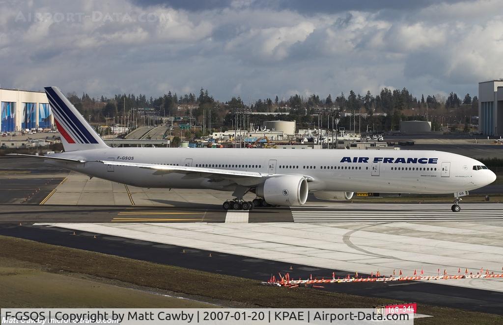 F-GSQS, 2007 Boeing 777-328/ER C/N 32962, Test flight from Paine Field
