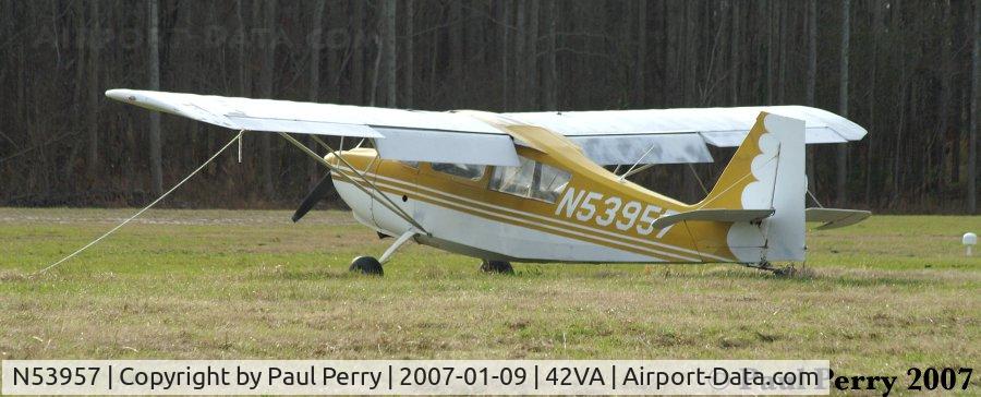 N53957, 1976 Bellanca 7GCBC C/N 910-76, Sharing the parking with only one more