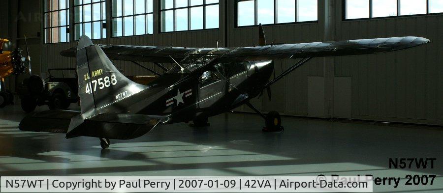 N57WT, Stinson L-5E Sentinel C/N 3786, Sunlit Stinson at the Fighter Factory