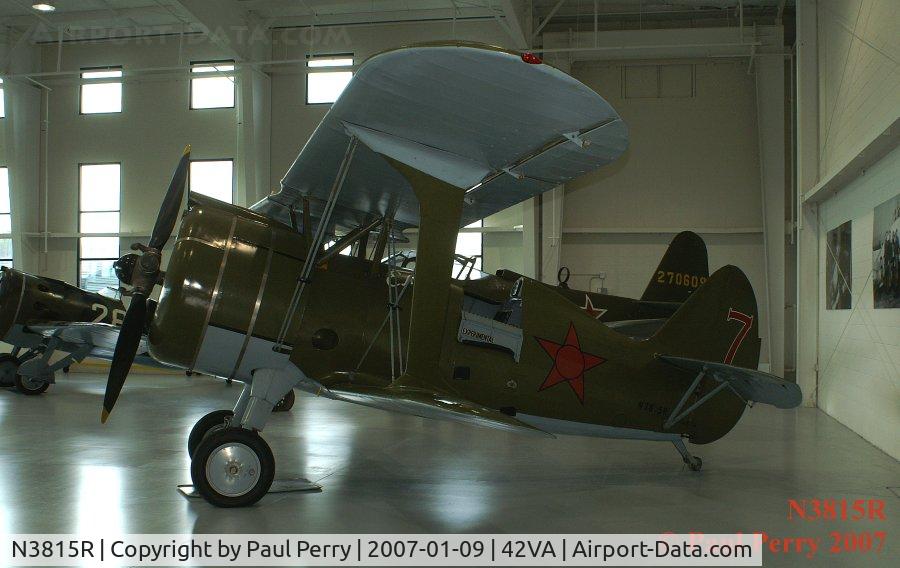 N3815R, 1938 Polikarpov I-15 BIS C/N 3994, A bit foreshortened, due to the wall
