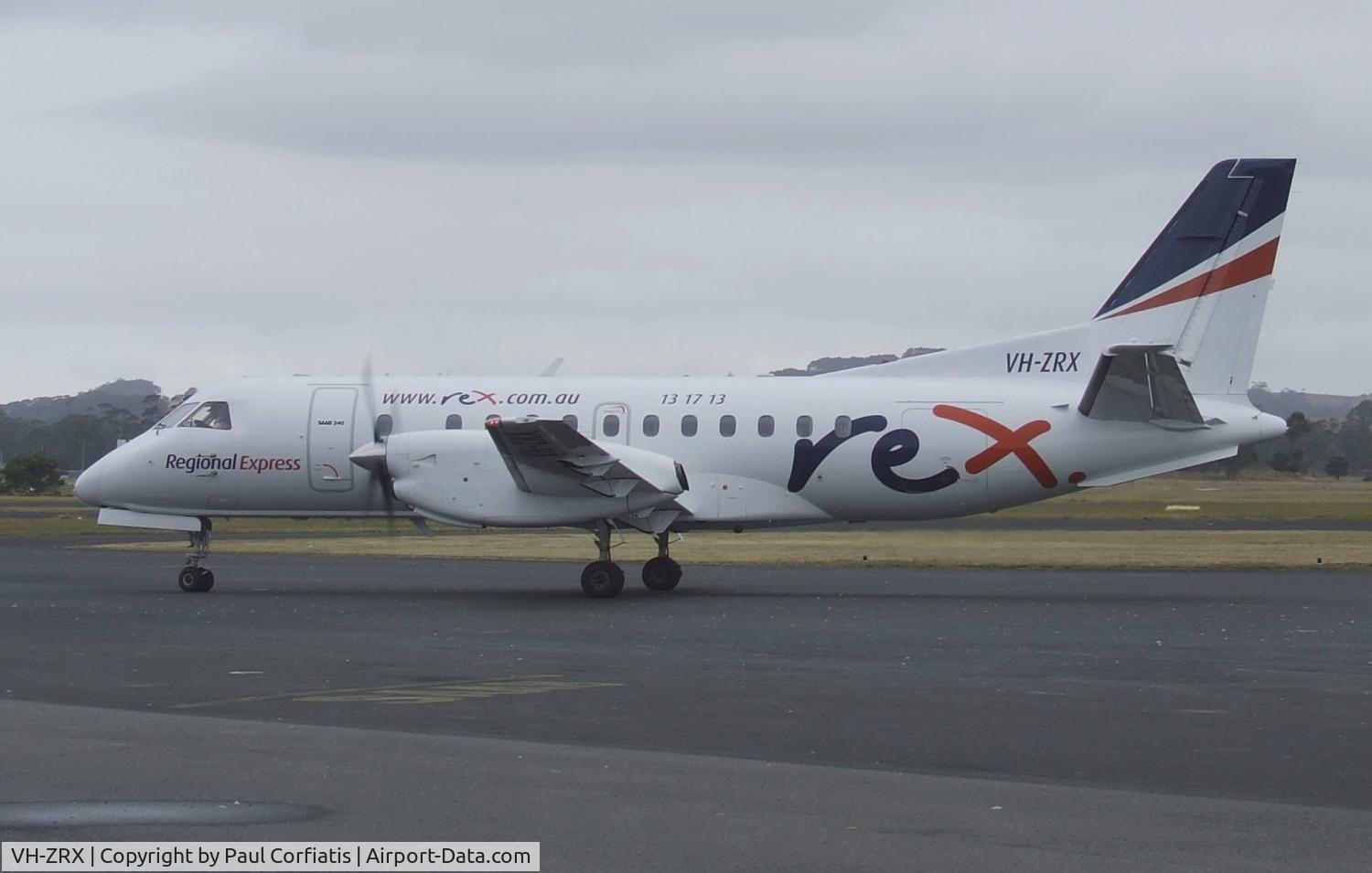 VH-ZRX, 1985 Saab-Fairchild SF340 C/N 340A-038, Reguional Express Saab 340 VH-ZRX at Burnie-Wynyard TAS