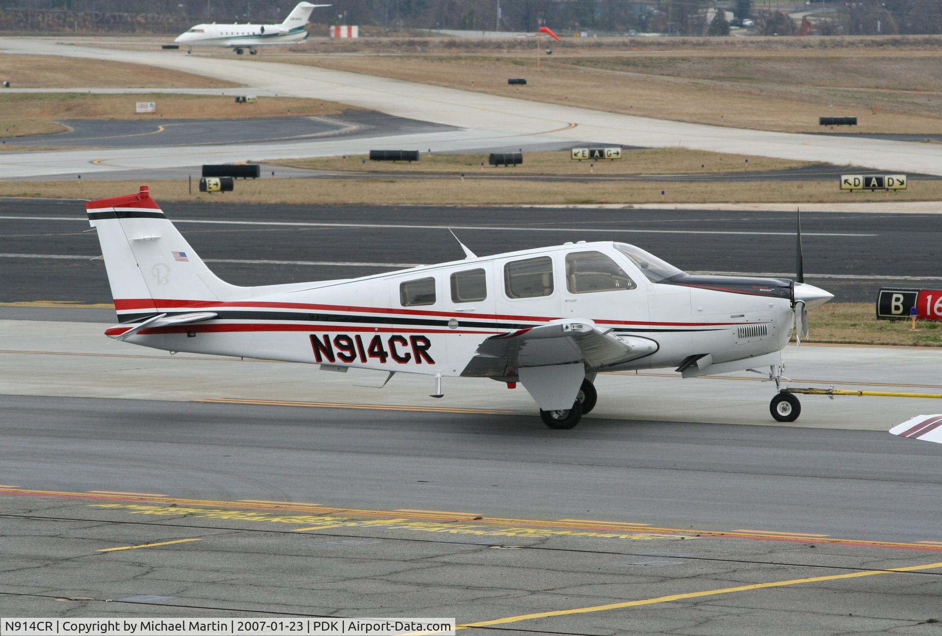 N914CR, Raytheon Aircraft Company G36 C/N E-3703, Being repositioned at Epps Air Service