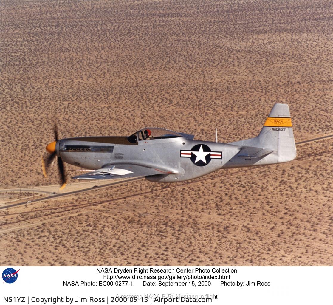 N51YZ, 1945 North American P-51D Mustang C/N 44-84900, NACA 127 at Edwards AFB