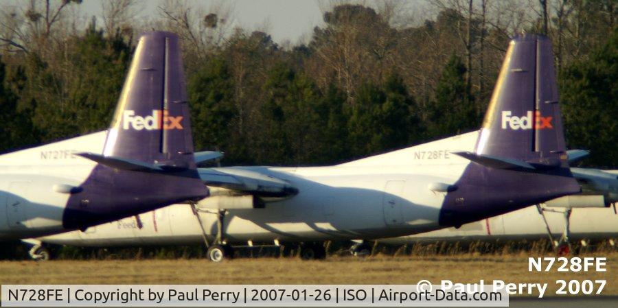 N728FE, 1985 Fokker F-27-500 Friendship C/N 10657, Sitting with her sister ships, their fate as yet unknown