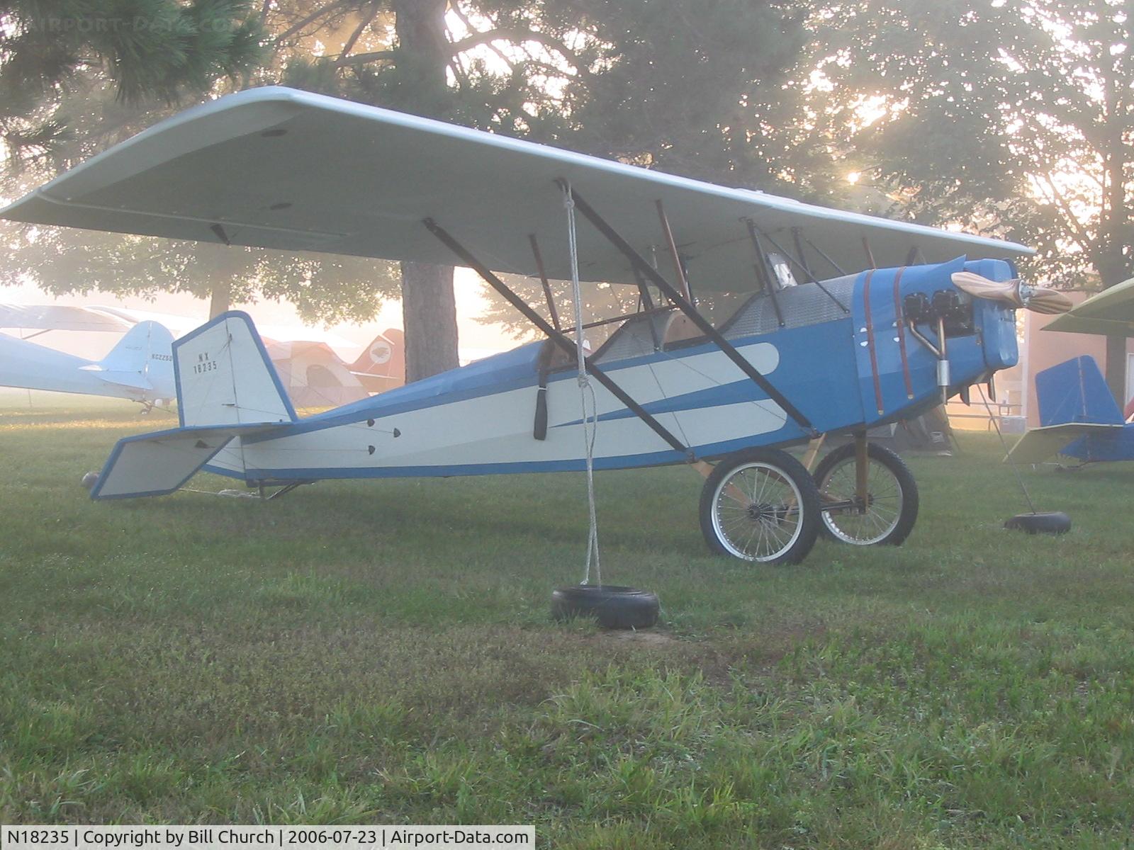 N18235, 2004 Pietenpol Air Camper C/N 001 (N18235), NX18235 in the morning mist at the 2006 Pietenpol fly-in at Brodhead, WI