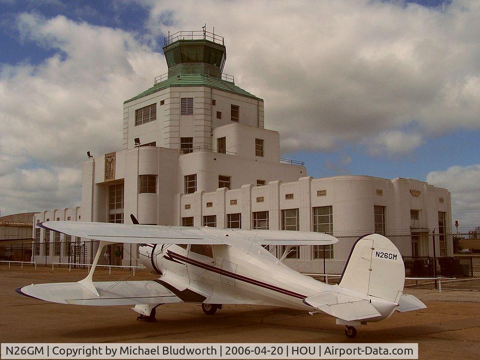 N26GM, 1944 Beech D17S Staggerwing C/N 6767, Parked in front of the 1941 Air Terminal Museum