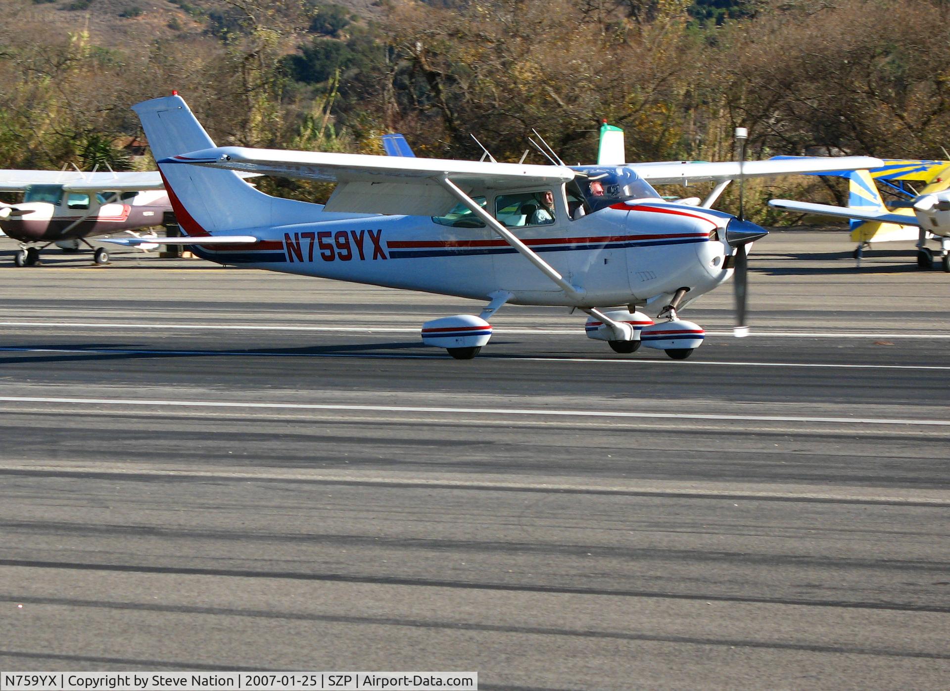 N759YX, 1978 Cessna 182Q Skylane C/N 18266375, 1978 Cessna 182Q visitor on roll-out @ Santa Paula Airport, CA