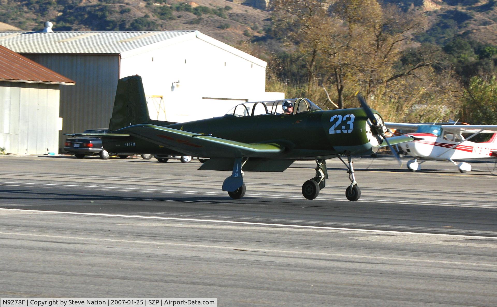 N9278F, 1964 Nanchang CJ-6A C/N 1032018, 1964 Nanchang CJ-6A #15 near touchdown @ Santa Paula Airport, CA