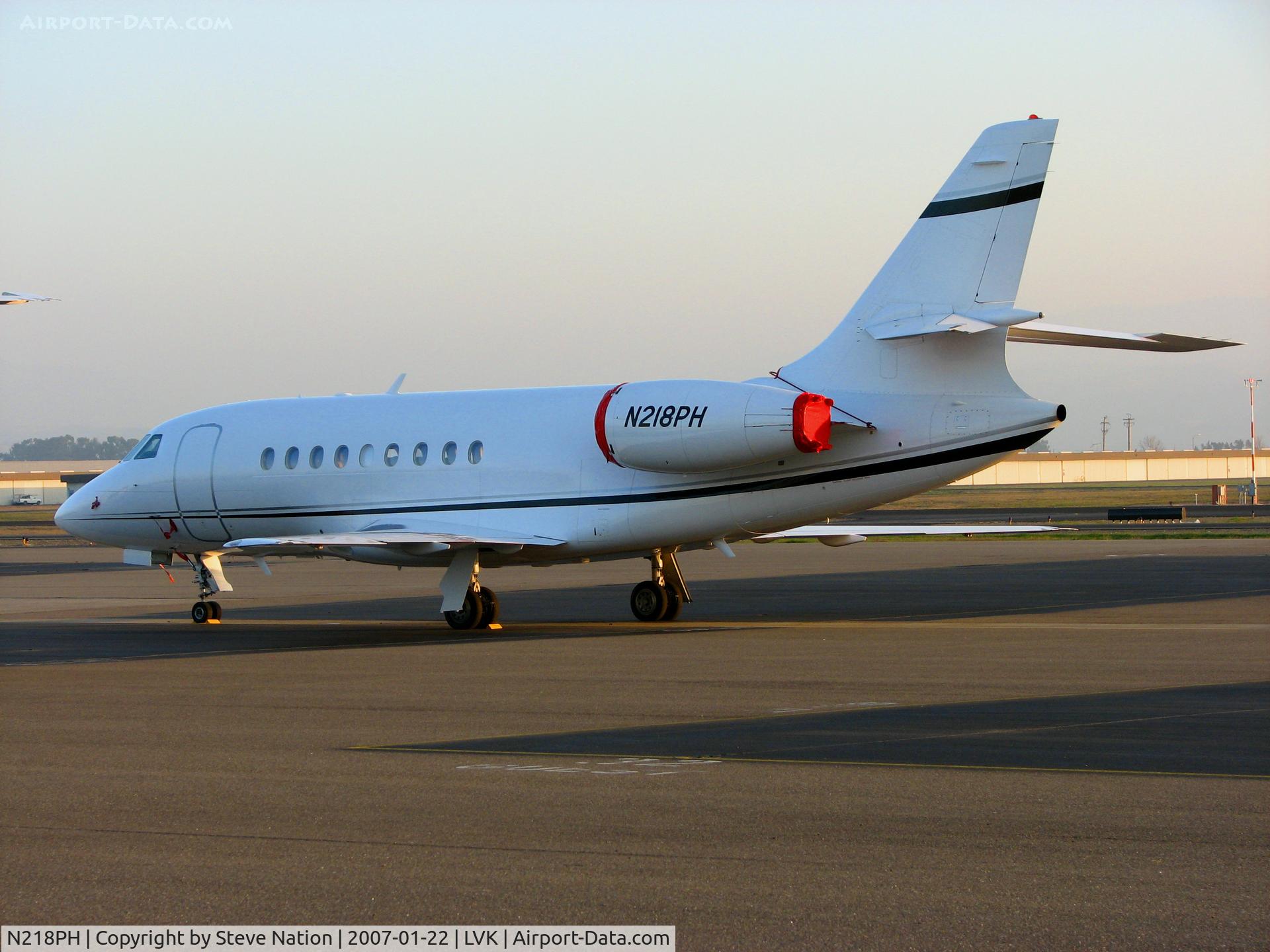 N218PH, 2004 Dassault Falcon 2000 C/N 218, Pulte Aviation (Waterford, MI) 2004 Dassault Falcon 2000 on ramp in late afternoon @ Livermore Municipal Airport, CA