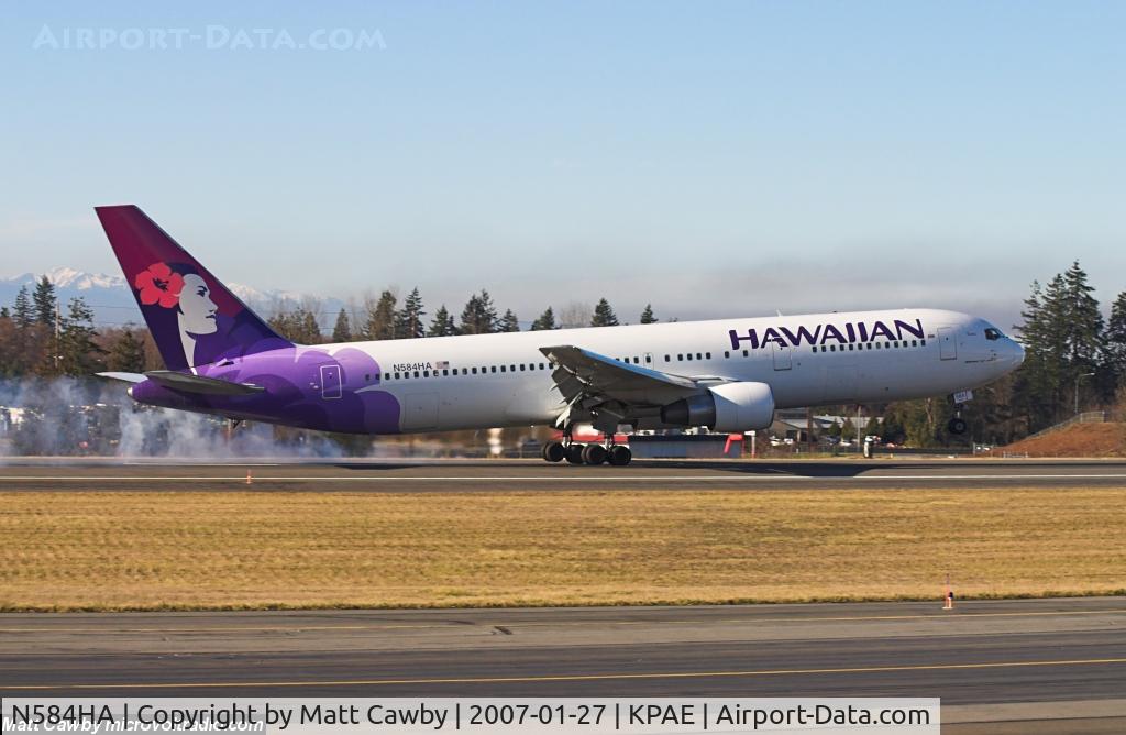 N584HA, 1989 Boeing 767-3G5 C/N 24258, Inbound Paine Field from Sea-Tac Airport