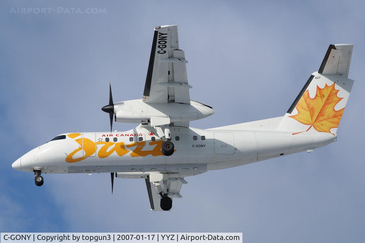 C-GONY, 1988 De Havilland Canada DHC-8-102 Dash 8 C/N 115, Short final for RWY24R.