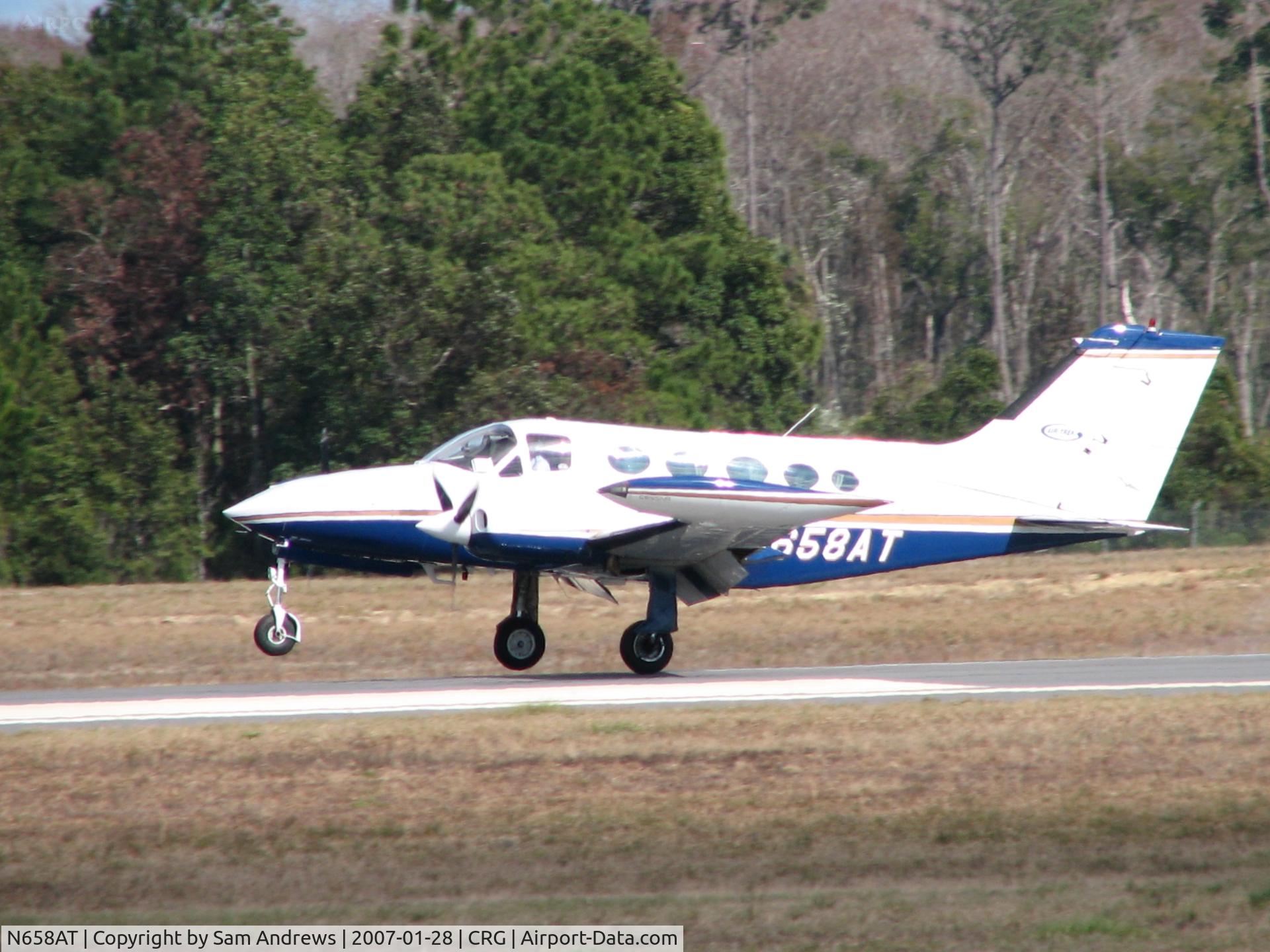 N658AT, 1973 Cessna 414 Chancellor C/N 414-0406, Just arriving from Charlotte (PGD)