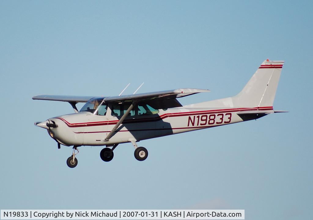 N19833, 1972 Cessna 172M C/N 17260791, One of the five planes that park right in front of me while I spot at ASH, so when he was inbound I knew my space was running out of time