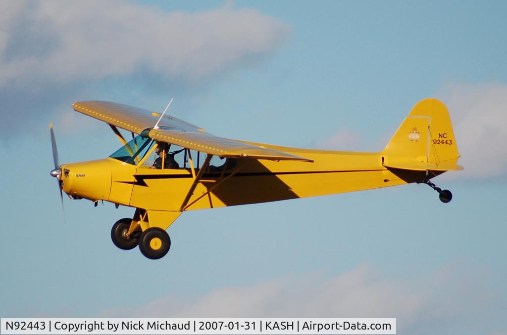 N92443, 1946 Piper J3C-65 Cub C/N 16910, 1946 Cub landing on 32