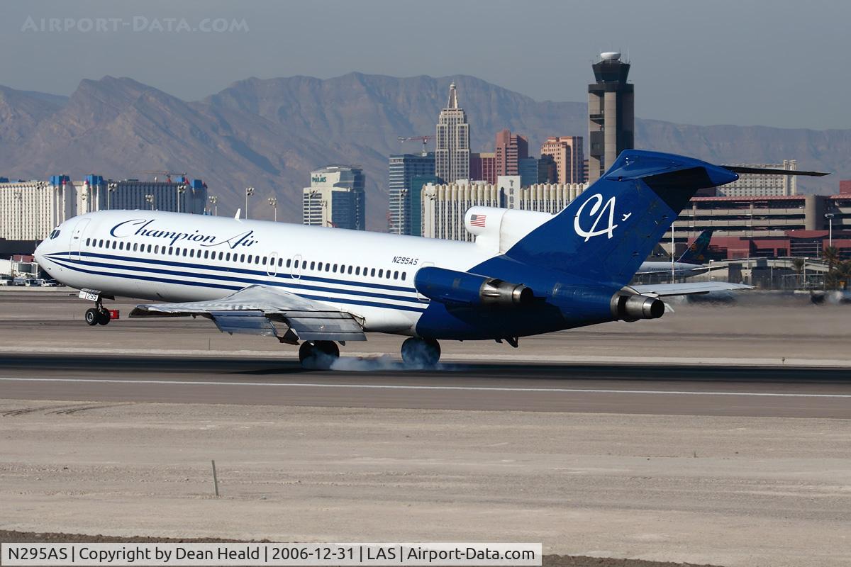 N295AS, 1980 Boeing 727-290 C/N 22147, Champion Air N295AS touching down on RWY 25L.