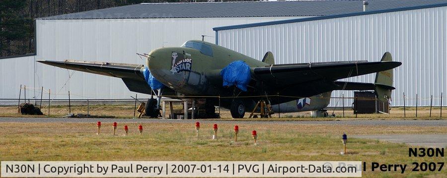 N30N, 1942 Lockheed 18-50 Lodestar C/N 18-2274, The lovely Lady, showing the missing runway end light she uprooted