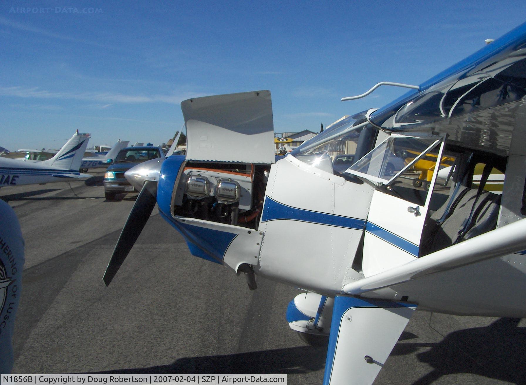 N1856B, Luscombe 8F Silvaire C/N 6283, 1957 Luscombe 8F SILVAIRE, Continental C90 90 Hp, chromed Titan valve covers