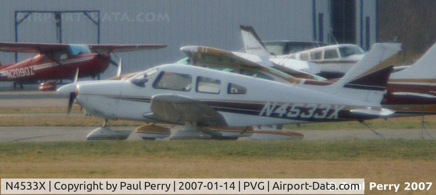 N4533X, 1975 Piper PA-28-181 C/N 28-7690031, Parked on the apron near the Terminal and Fuel Pit