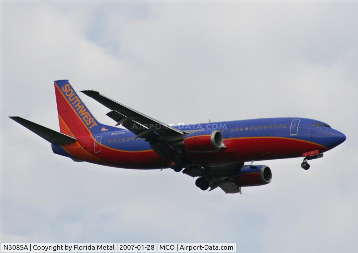 N308SA, 1986 Boeing 737-3Y0 C/N 23498, Southwest 737
