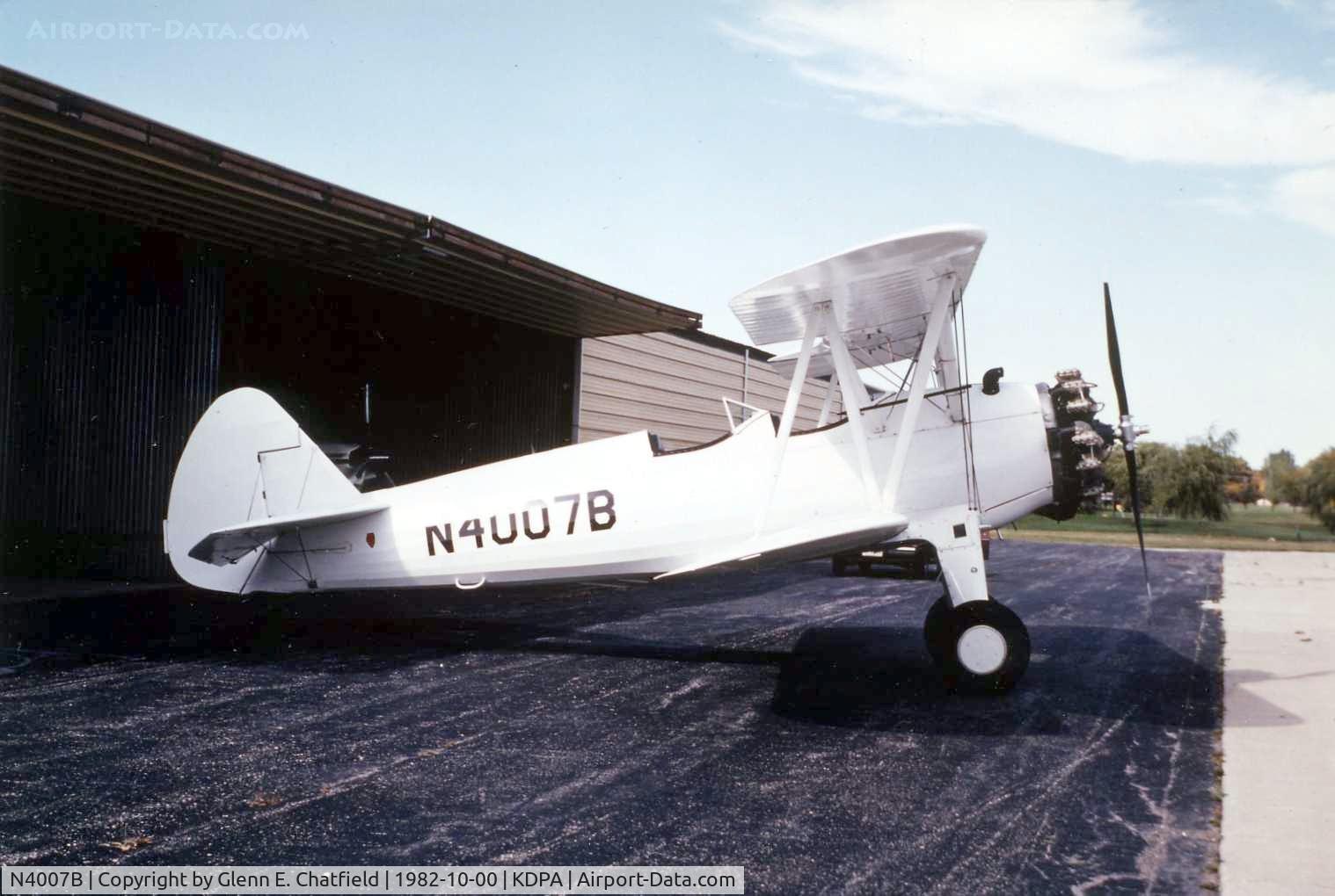 N4007B, 1940 Boeing A75N1 (PT17) C/N 75-397, Before its new paint job; I got a ride in it. Now operating as C-FCDH