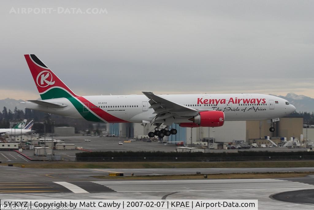 5Y-KYZ, 2007 Boeing 777-2U8ER C/N 36124, First flight from Paine Field