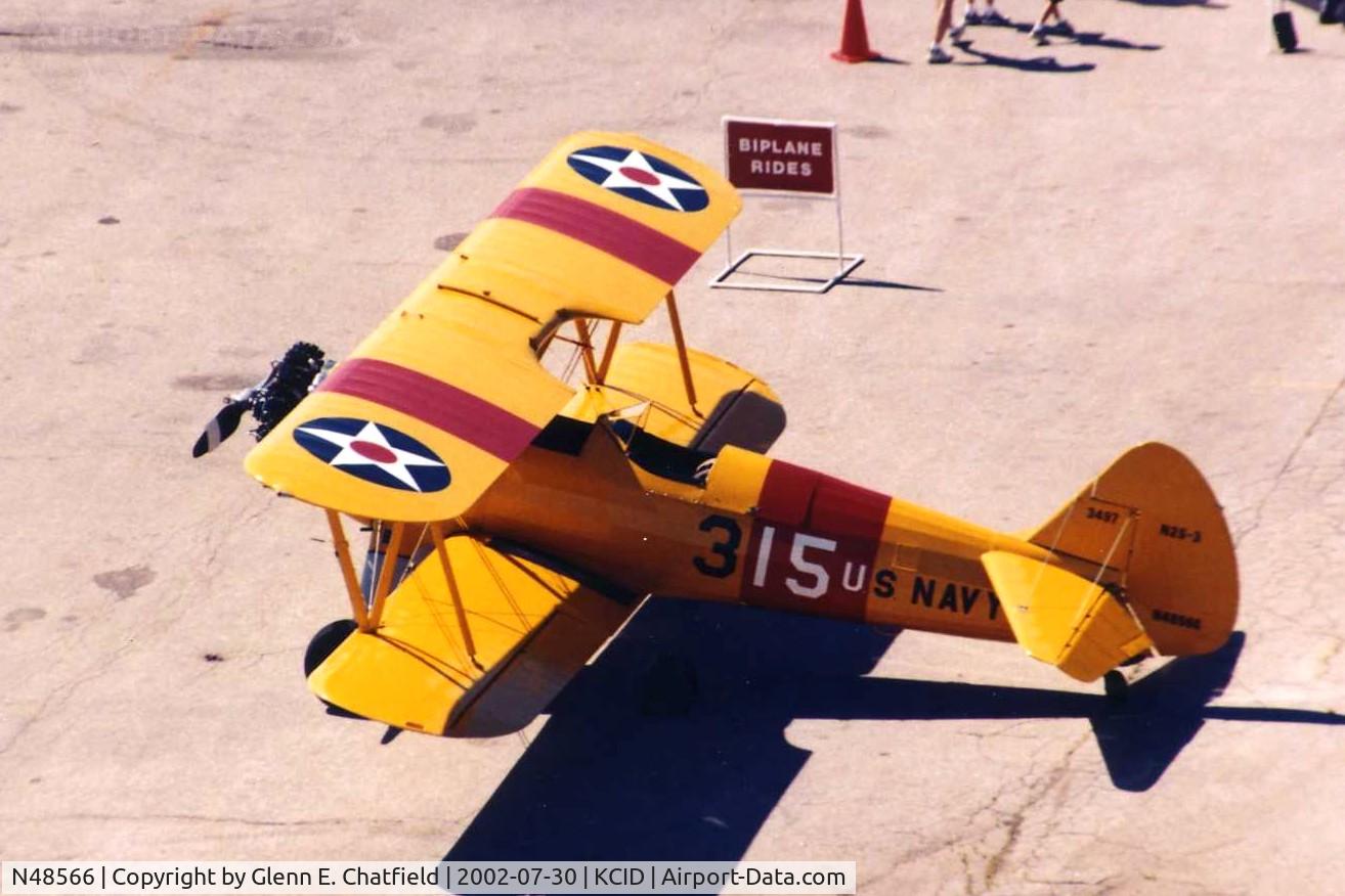 N48566, 1941 Boeing E75 C/N 75-1497, Below the control tower.  PT-17 41-7938