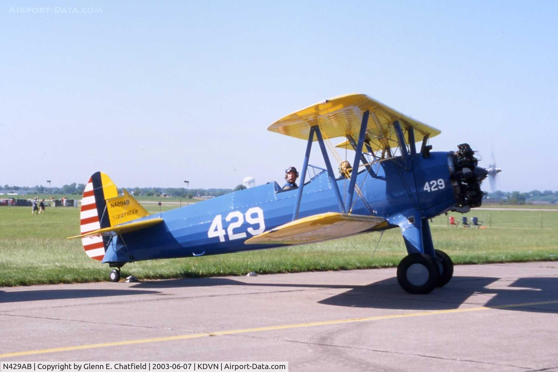 N429AB, 1943 Boeing A75N1(PT17) C/N 75-4484, At the Quad Cities Air Show