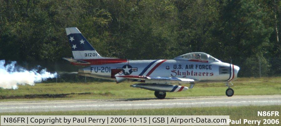 N86FR, 1952 North American F-86F Sabre C/N 191-655, Landing roll, just a little smokey