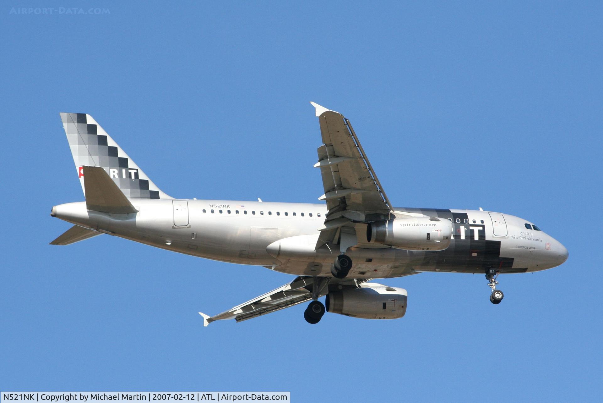 N521NK, 2006 Airbus A319-132 C/N 2797, On final for Runway 9R
