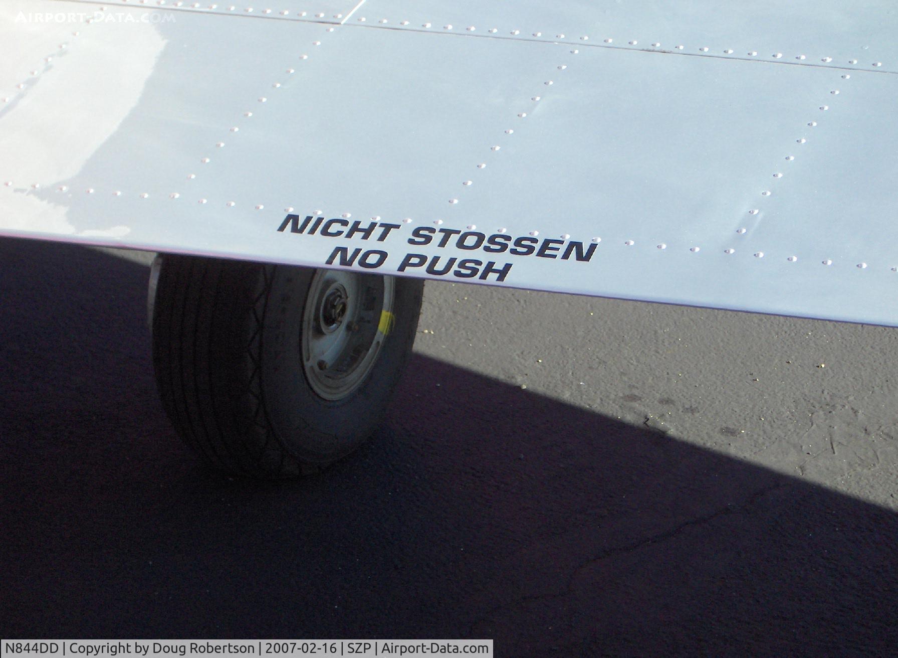 N844DD, 1958 Pilatus P-3 MK II C/N 452-1, Pilatus P.3-05 Swiss Air Force Intermediate Trainer, Lycoming GO-435-C&D 260 Hp, warning on wing