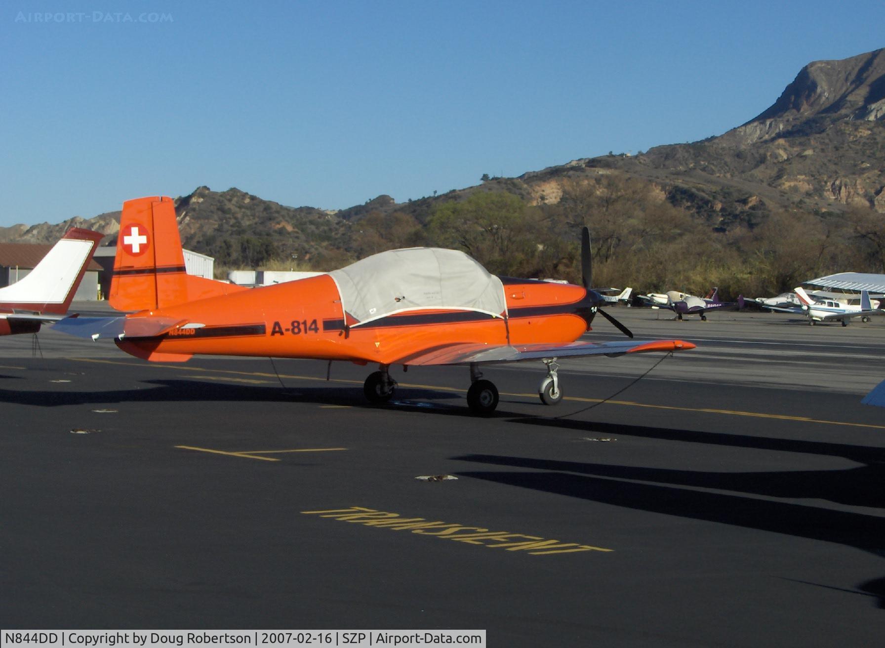 N844DD, 1958 Pilatus P-3 MK II C/N 452-1, Pilatus P.3-05 Swiss Air Force tandem two seat Intermediate Trainer, Lycoming GO-435-C&D 260 Hp, Vne 316 mph, max cruise 170 mph, sea level rate of climb 1,378 ft/min., ventral fin keel prevents flat spins