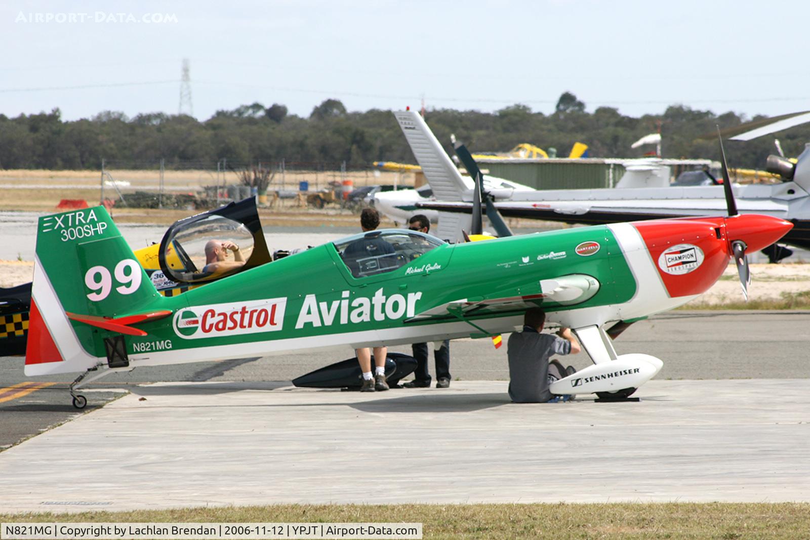 N821MG, 2006 Extra EA-300S C/N 1035, Extra 300 being set up at Jandakot Airport for the 2006 Red Bull Air Race.