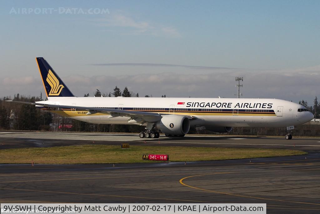 9V-SWH, 2007 Boeing 777-312/ER C/N 34573, First flight from Paine Field