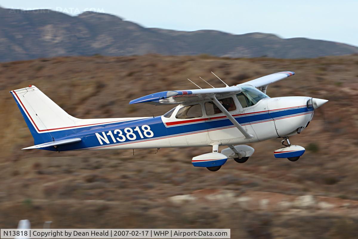 N13818, 1974 Cessna 172M C/N 17263013, 1974 Cessna 172M N13818 climbing out from RWY 12 at Whiteman Airport.