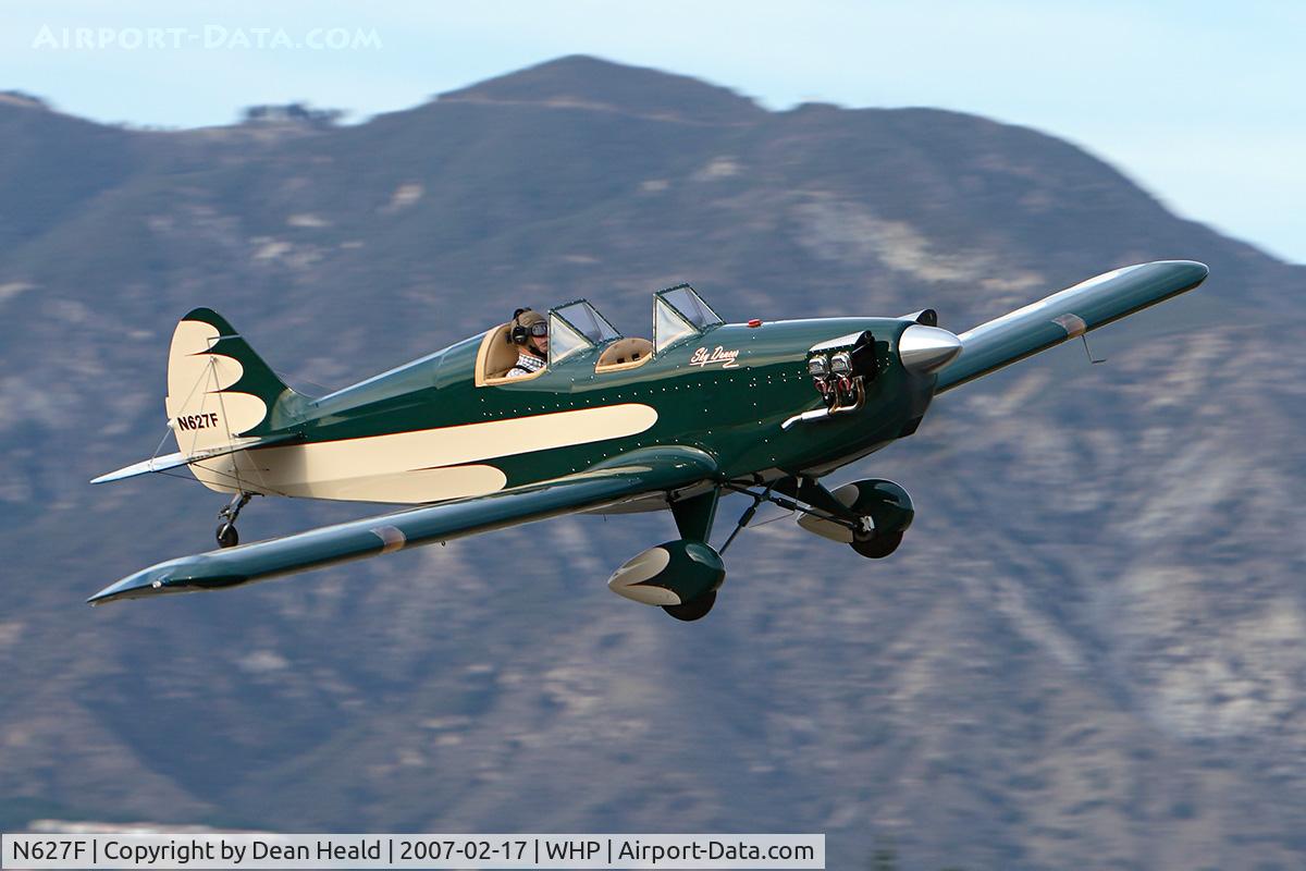 N627F, 2005 Fisher Steven C Sky Dancer C/N 001, 2005 Fisher Sky Dancer N627F climbing out from RWY 12 waving to me.