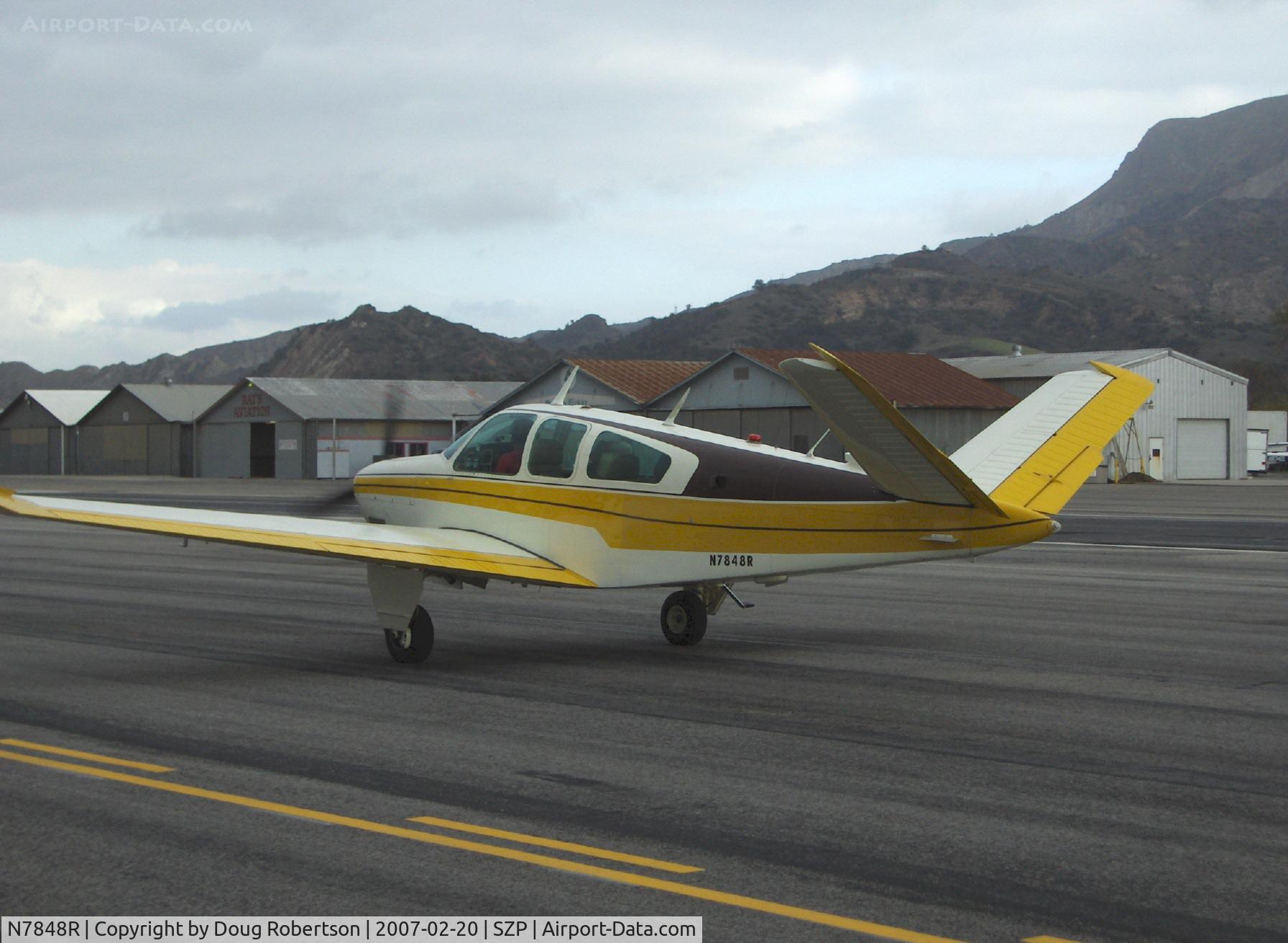 N7848R, 1968 Beech V35A Bonanza C/N D-8904, 1968 Beech V35A BONANZA, Continental IO-550 300 Hp upgrade, taxi to Rwy 22