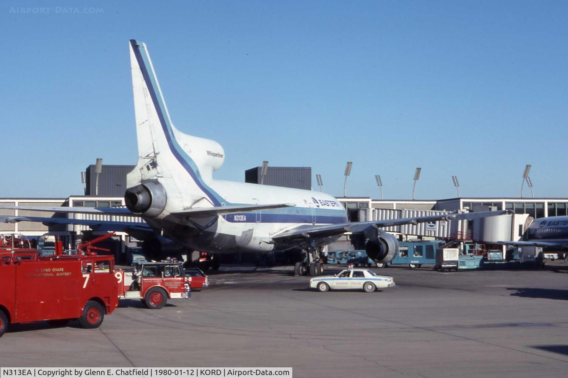 N313EA, Lockheed L-1011-385-1 TriStar 1 C/N 193A-1020, Viewed from the cockpit of a Boeing 737; there was an engine fire