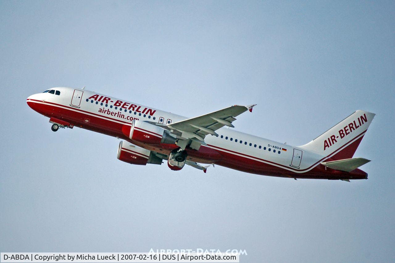 D-ABDA, 2005 Airbus A320-214 C/N 2539, Climbing out of Düsseldorf