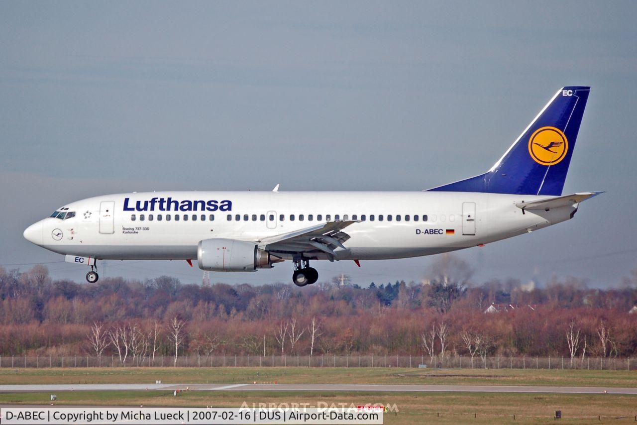 D-ABEC, 1991 Boeing 737-330 C/N 25149, Just about to touch down