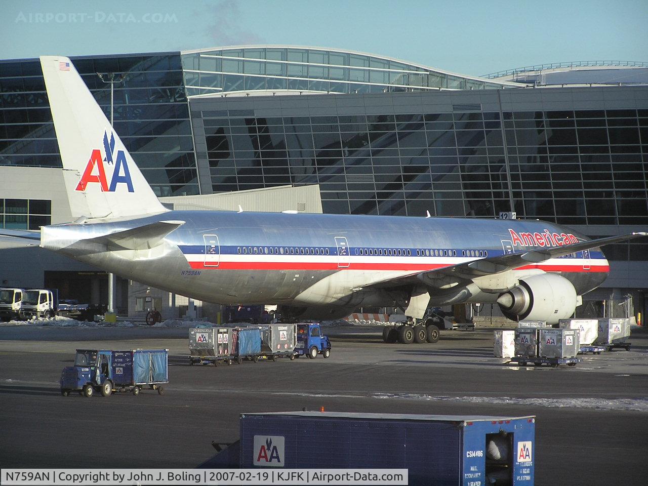 N759AN, 2001 Boeing 777-223/ER C/N 32638, American 777-223 at JFK Terminal 9, Gate 12