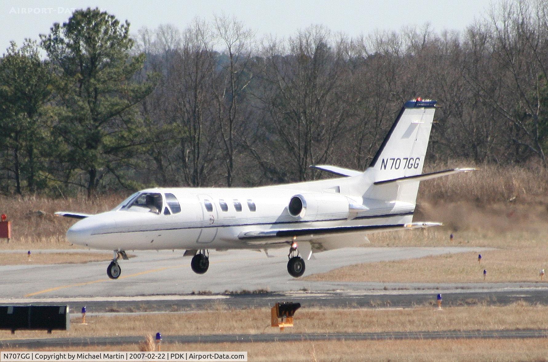 N707GG, 1979 Cessna 501 Citation I/SP C/N 501-0108, Inches from touching down Runway 2R