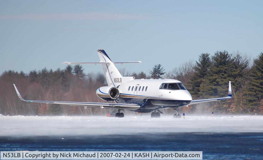 N53LB, 1997 Raytheon Hawker 800XP C/N 258332, Hawker departing ASH to LEB